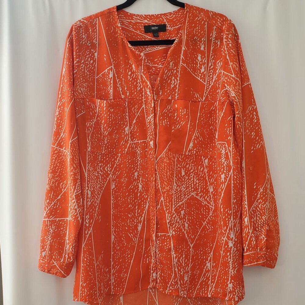 Mossimo, Size XXL Orange/White Button front l/sl, 2-pocket  tunic  blouse